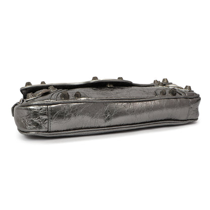 Exclusive Balenciaga Silver Lambskin Le Cagole Small Sling Bag — Back View