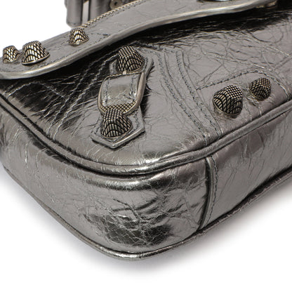 Exclusive Balenciaga Silver Lambskin Le Cagole Small Sling Bag — Top View