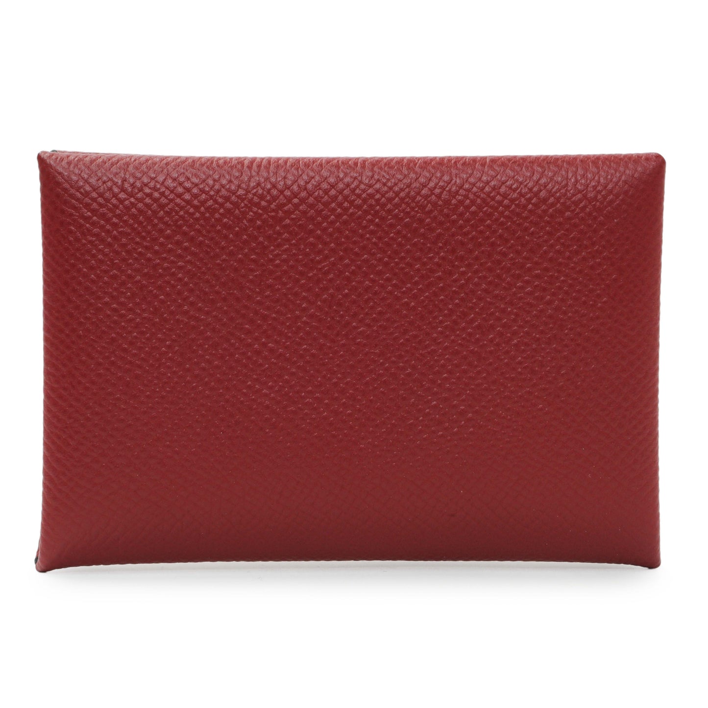 Exclusive Hermes Burgundy Epsom Calvi Card Case — Front View