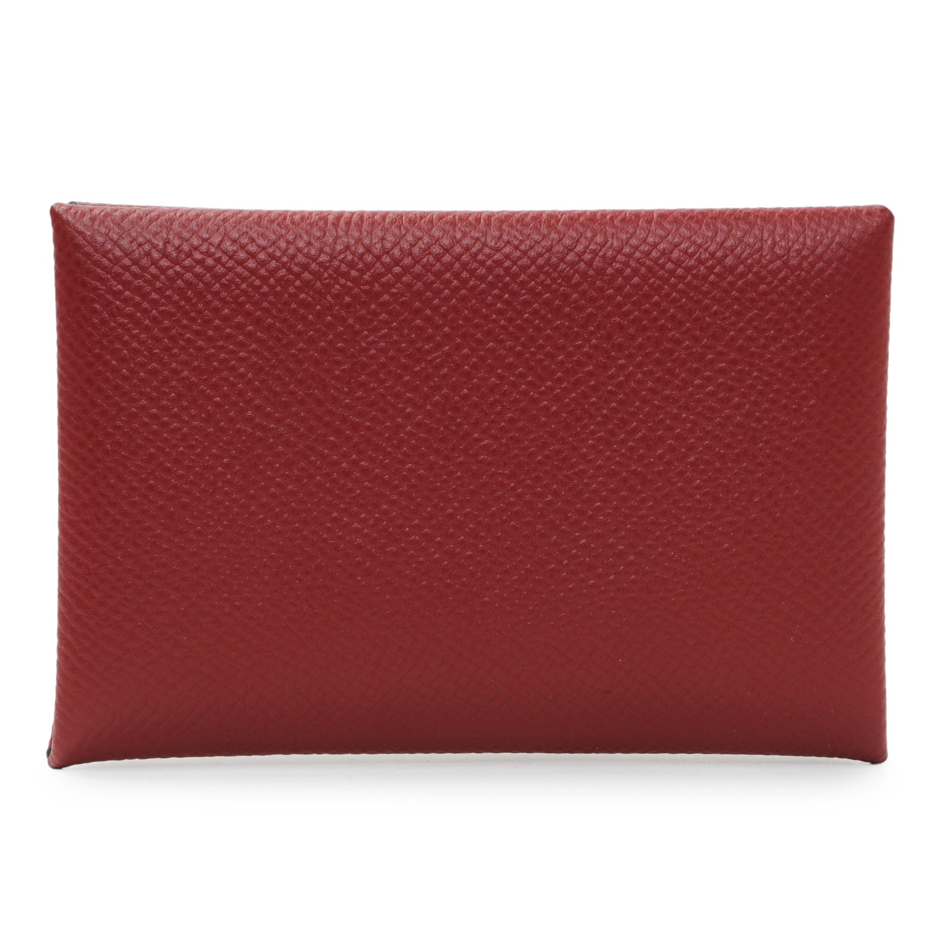 Exclusive Hermes Burgundy Epsom Calvi Card Case — Front View
