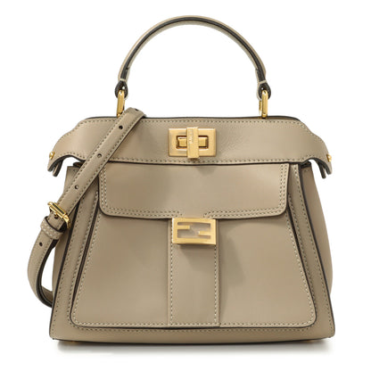 Exclusive Fendi Grey Nappa Pocket Mini Peekaboo Iconic Satchel — Front View