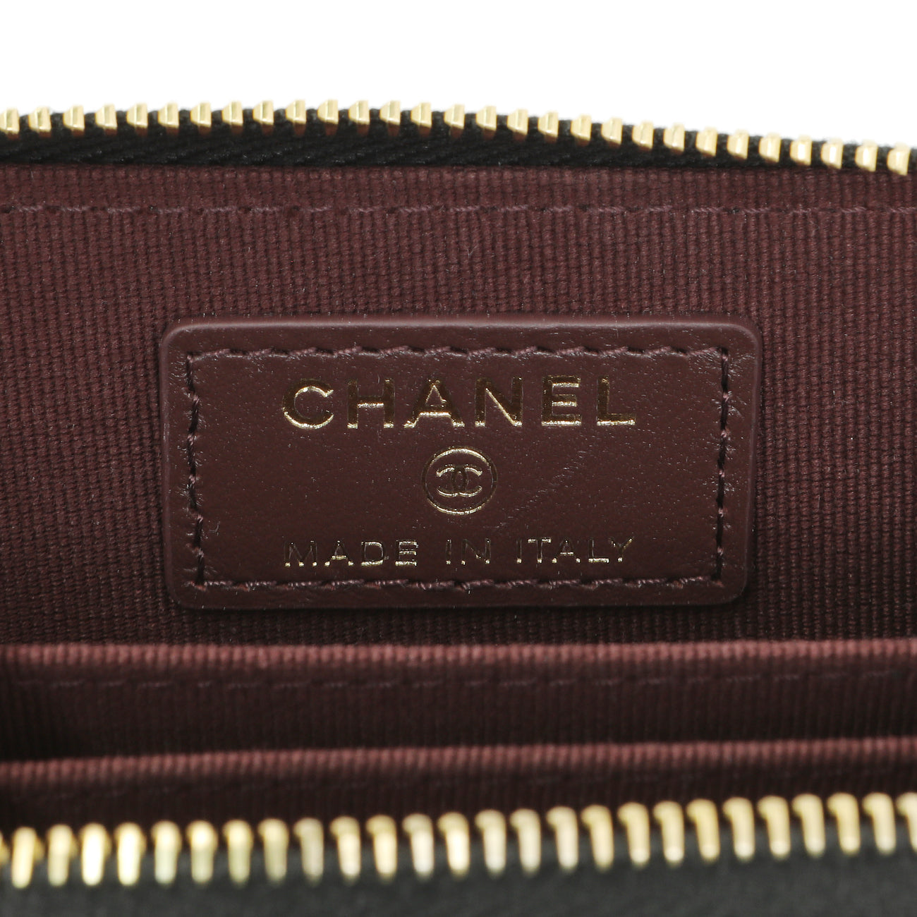 Exclusive Chanel Black Caviar Quilted Zip Coin Purse — Detail View