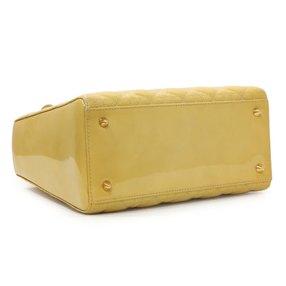 Exclusive Christian Dior Beige Patent Cannage Medium Lady Dior — Back View