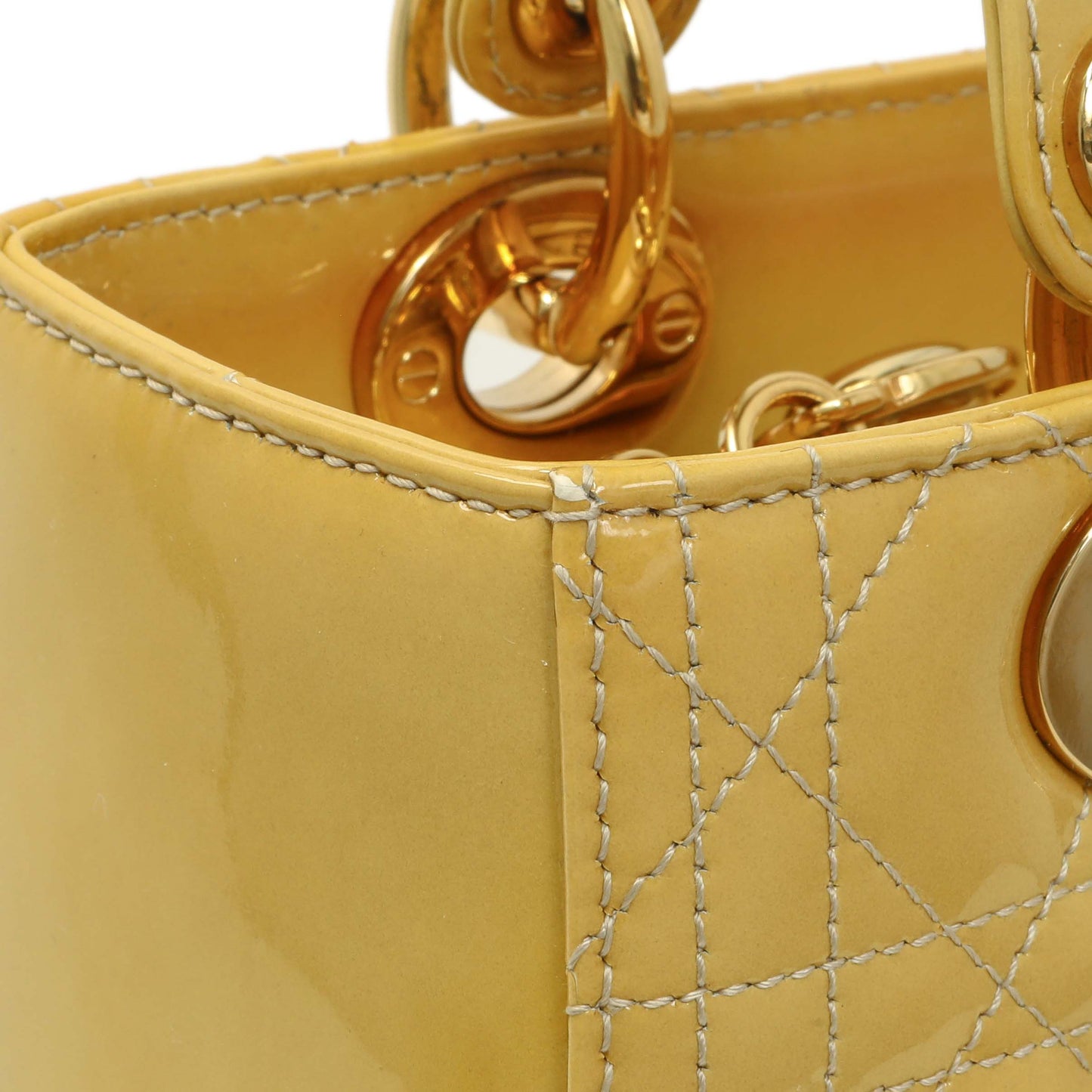 Exclusive Christian Dior Beige Patent Cannage Medium Lady Dior — Alternate View 11
