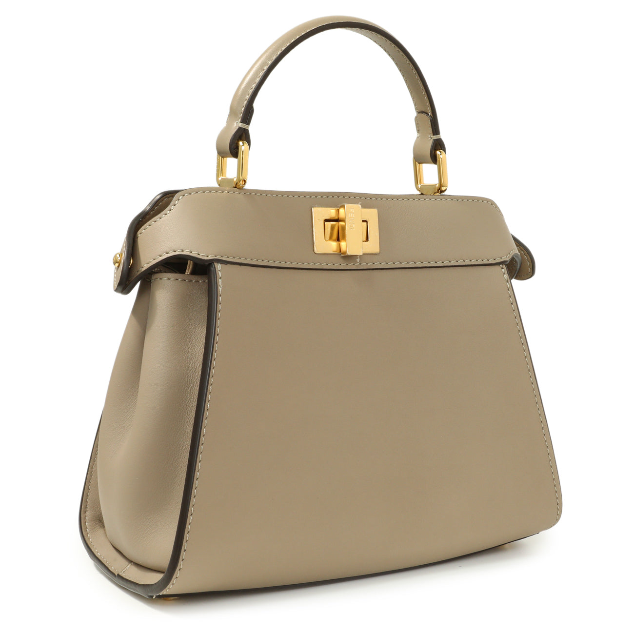 Exclusive Fendi Grey Nappa Pocket Mini Peekaboo Iconic Satchel — Side View