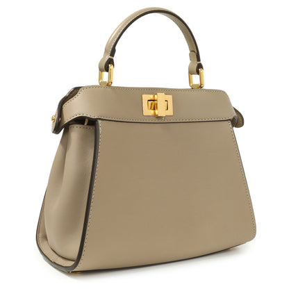 Exclusive Fendi Grey Nappa Pocket Mini Peekaboo Iconic Satchel — Side View
