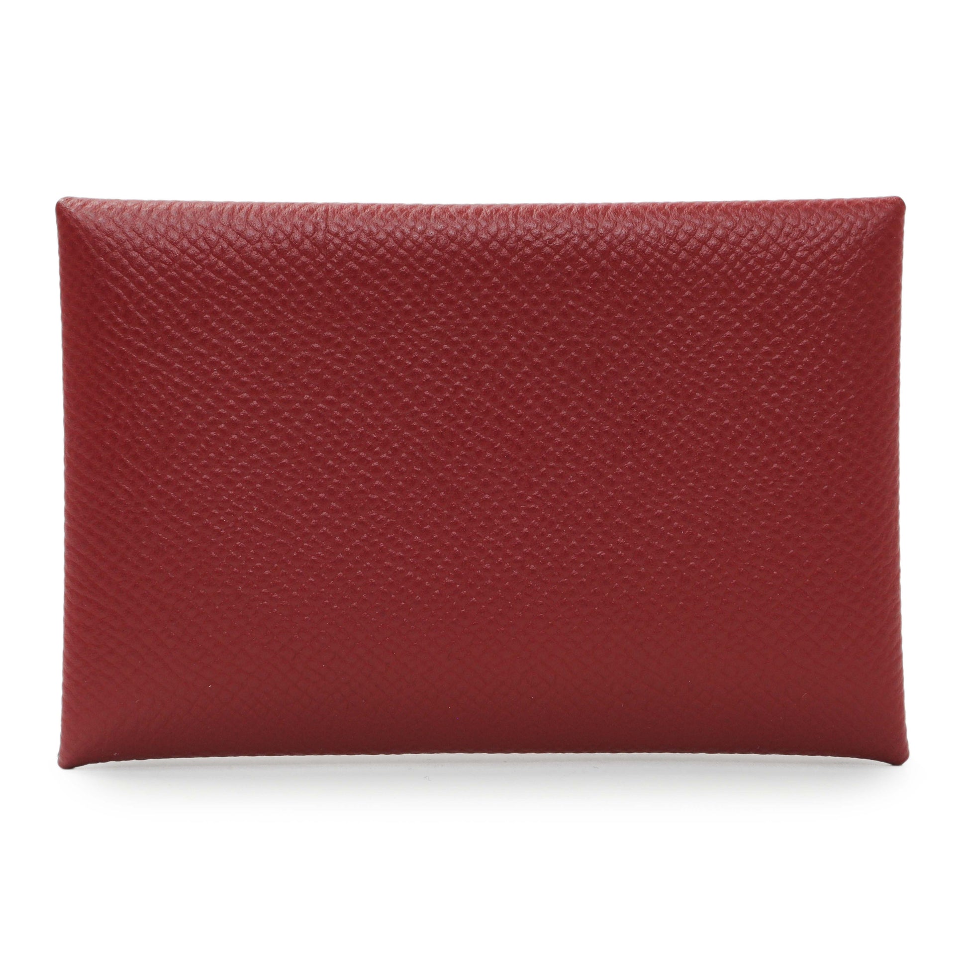 Exclusive Hermes Burgundy Epsom Calvi Card Case — Side View