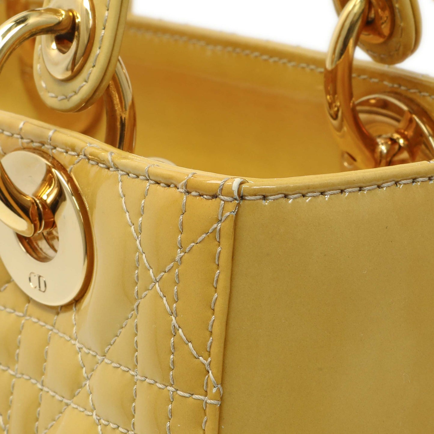 Exclusive Christian Dior Beige Patent Cannage Medium Lady Dior — Alternate View 12