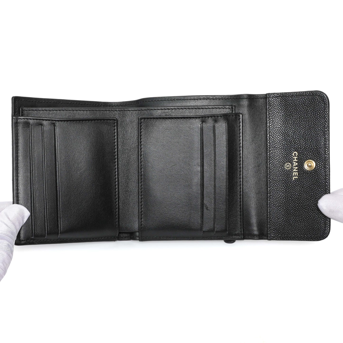 Exclusive Chanel Black Caviar Quilted Compact Boy Wallet — Alternate View 8
