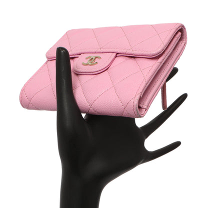 Exclusive Chanel Pink Quilted Caviar Compact Flap Wallet — Alternate View 15