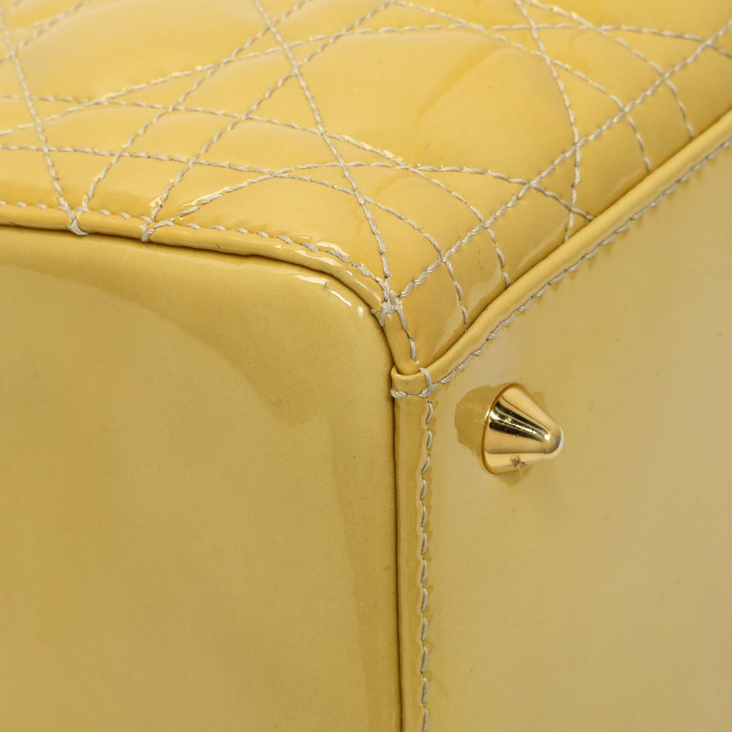 Exclusive Christian Dior Beige Patent Cannage Medium Lady Dior — Lifestyle View