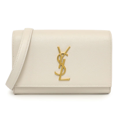 Exclusive Saint Laurent White Grain De Poudre Monogram Kate Belt Bag — Front View