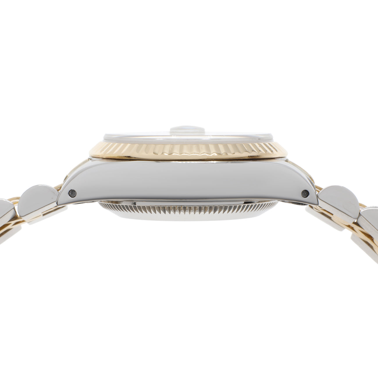 Exclusive Rolex 18K Yellow Gold Stainless Steel Oyster Perpetual Date 69173 — Back View