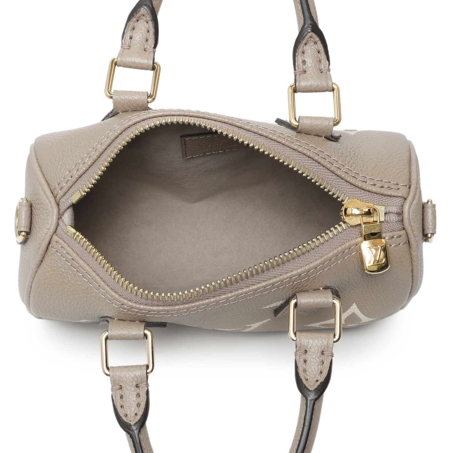 Exclusive Louis Vuitton Tourterelle Grey/Cream Empreinte Giant Monogram Nano Speedy — Alternate View 8