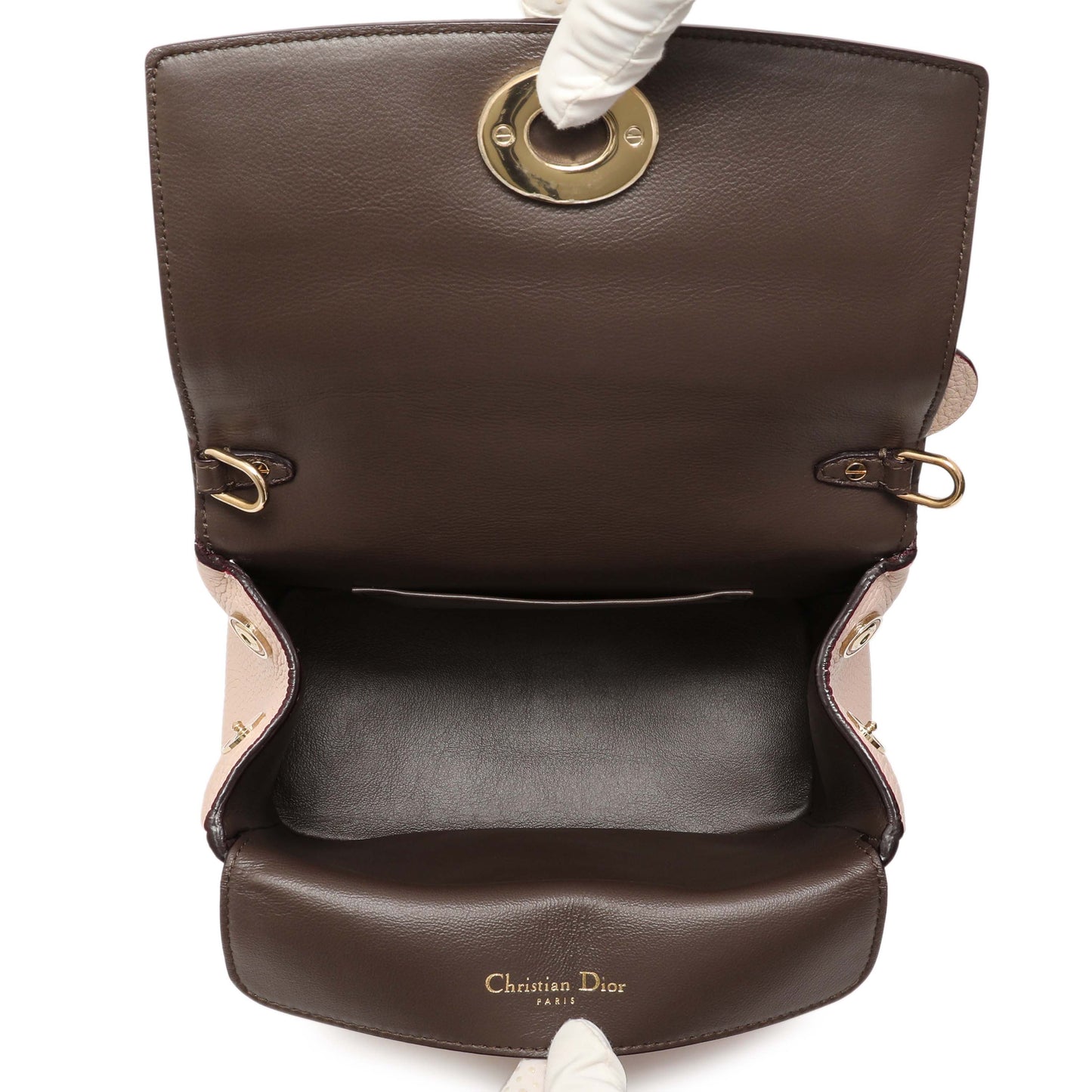 Exclusive Christian Dior Rose Poudre Bullcalf Mini Be Dior Flap — Top View