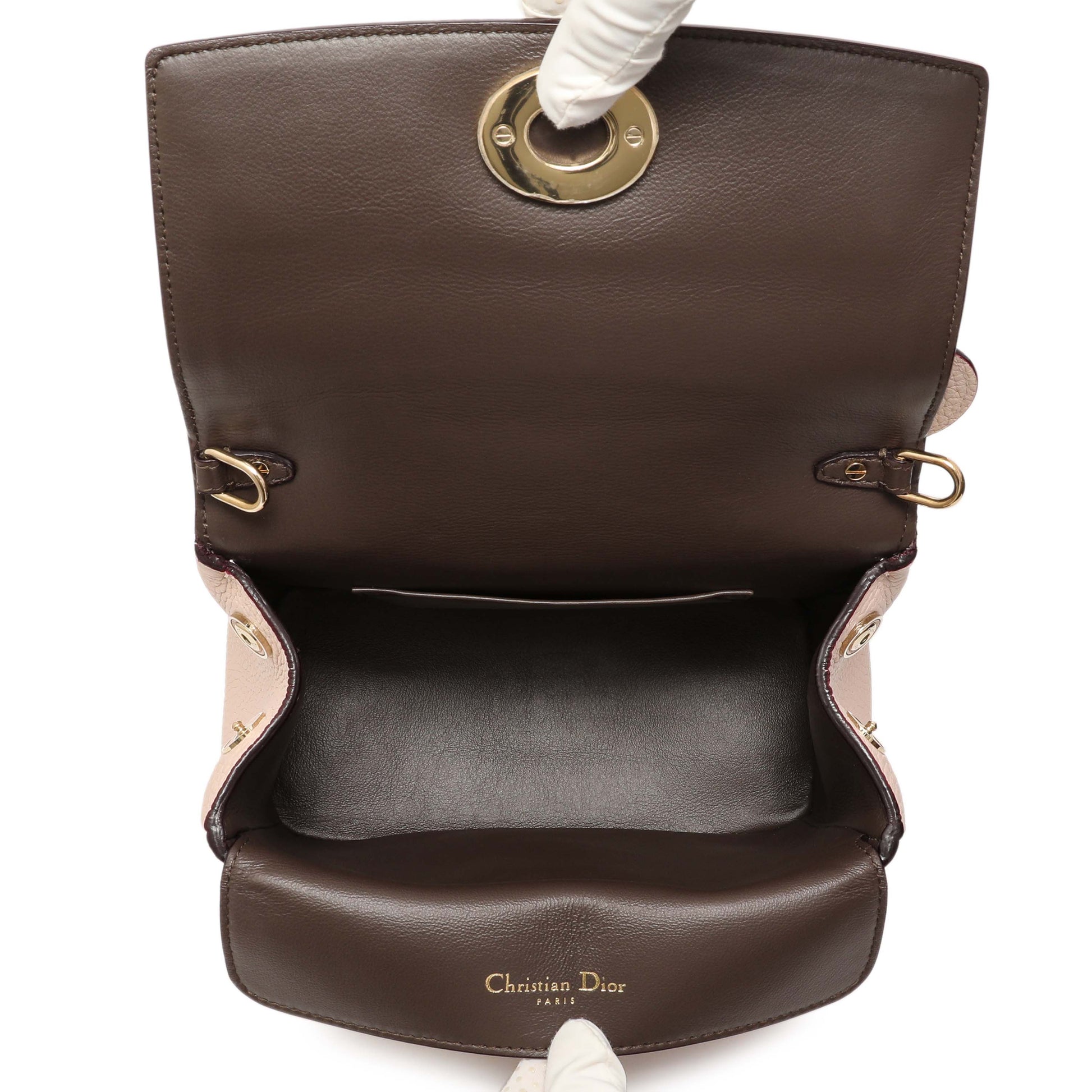 Exclusive Christian Dior Rose Poudre Bullcalf Mini Be Dior Flap — Top View