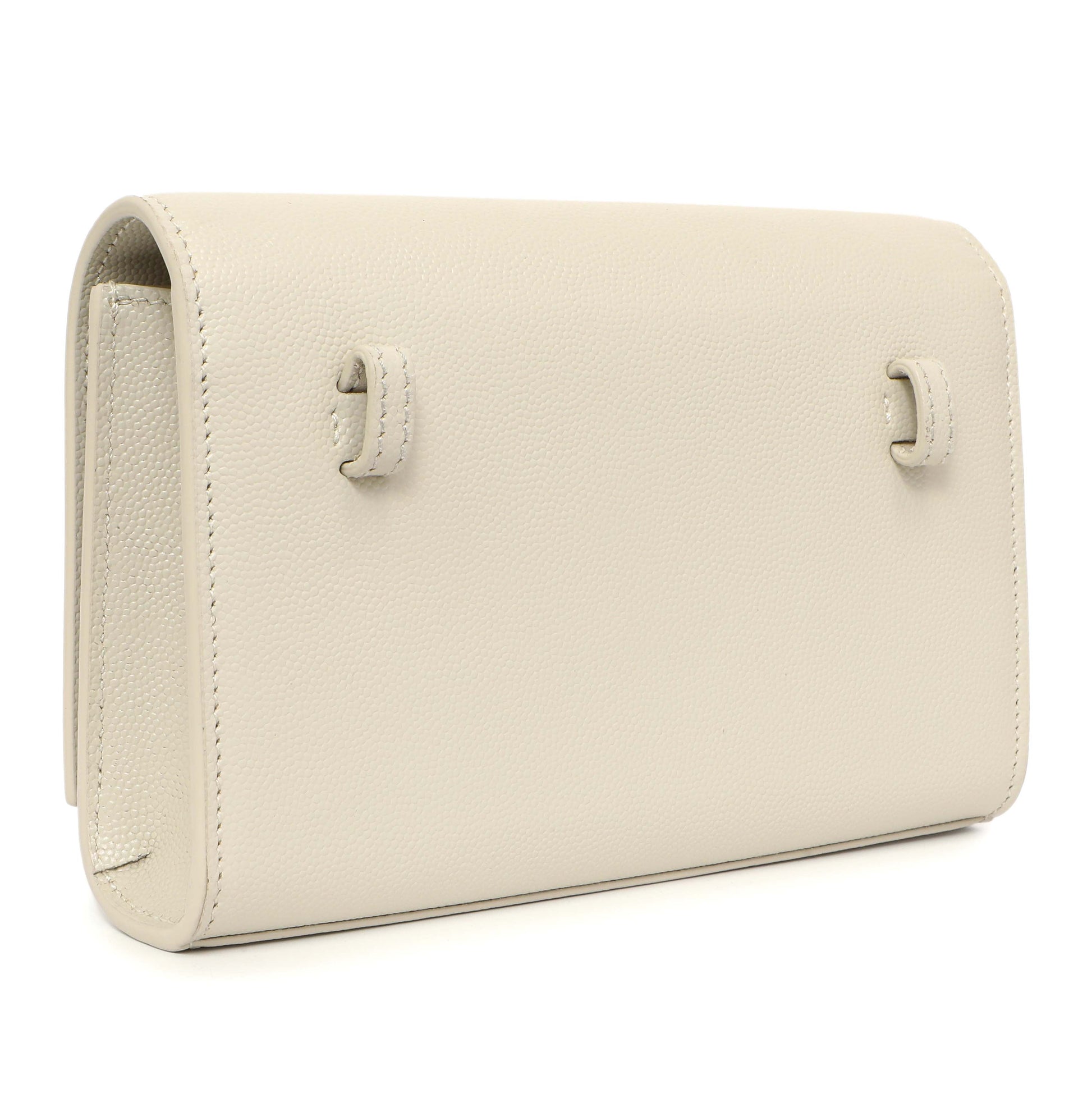 Exclusive Saint Laurent White Grain De Poudre Monogram Kate Belt Bag — Side View