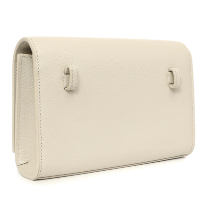 Exclusive Saint Laurent White Grain De Poudre Monogram Kate Belt Bag — Side View