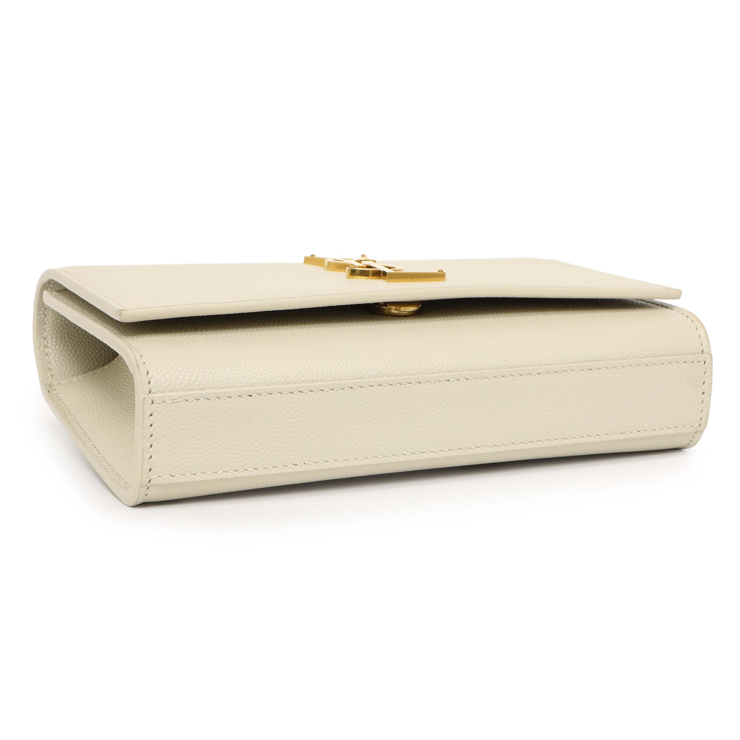 Exclusive Saint Laurent White Grain De Poudre Monogram Kate Belt Bag — Back View