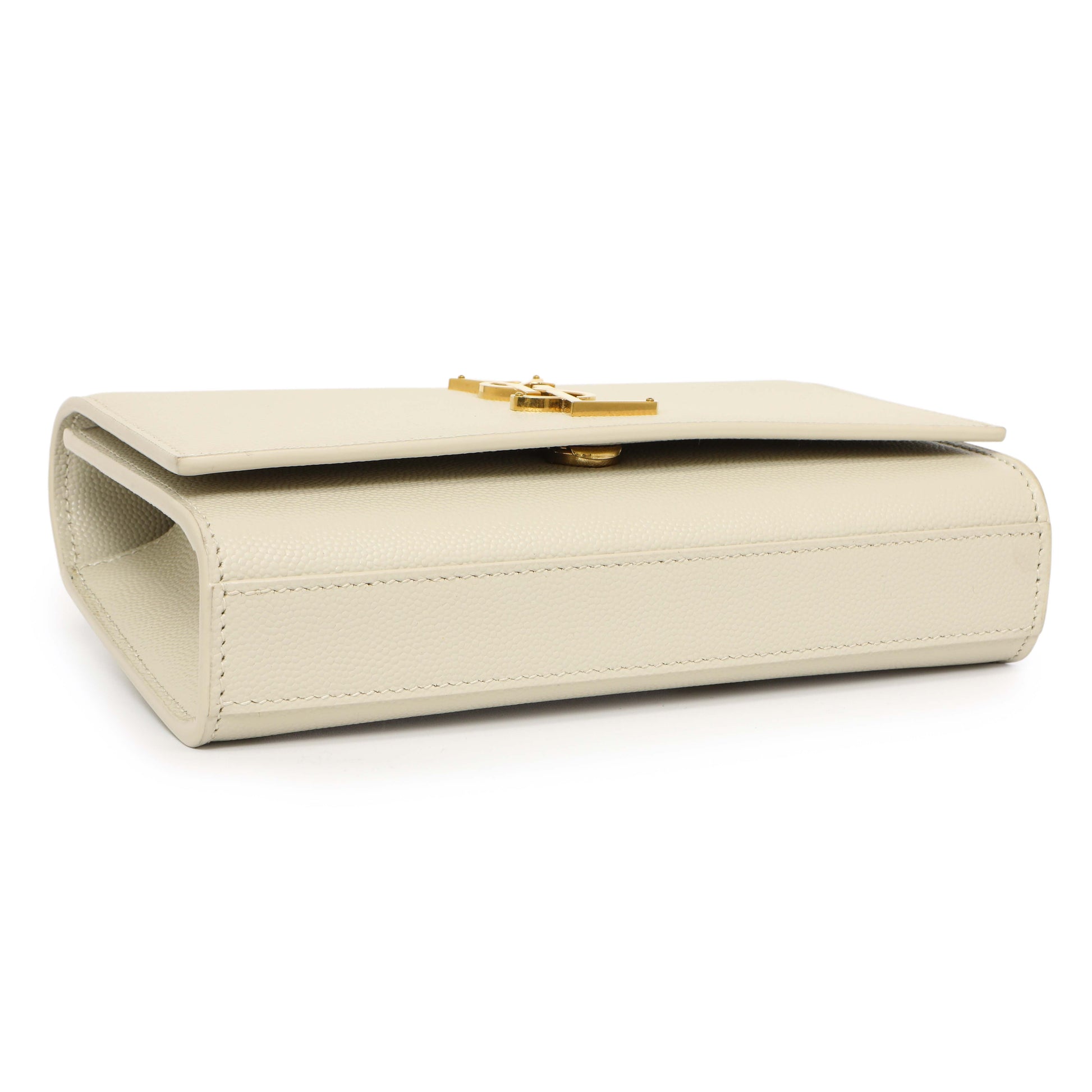 Exclusive Saint Laurent White Grain De Poudre Monogram Kate Belt Bag — Back View
