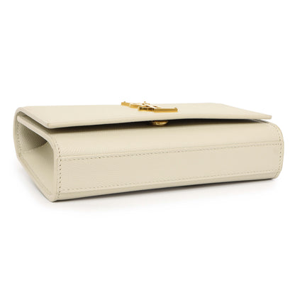 Exclusive Saint Laurent White Grain De Poudre Monogram Kate Belt Bag — Back View