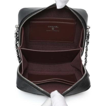 Exclusive Chanel Black Quilted Caviar CC Vanity Case with Chain — Top View