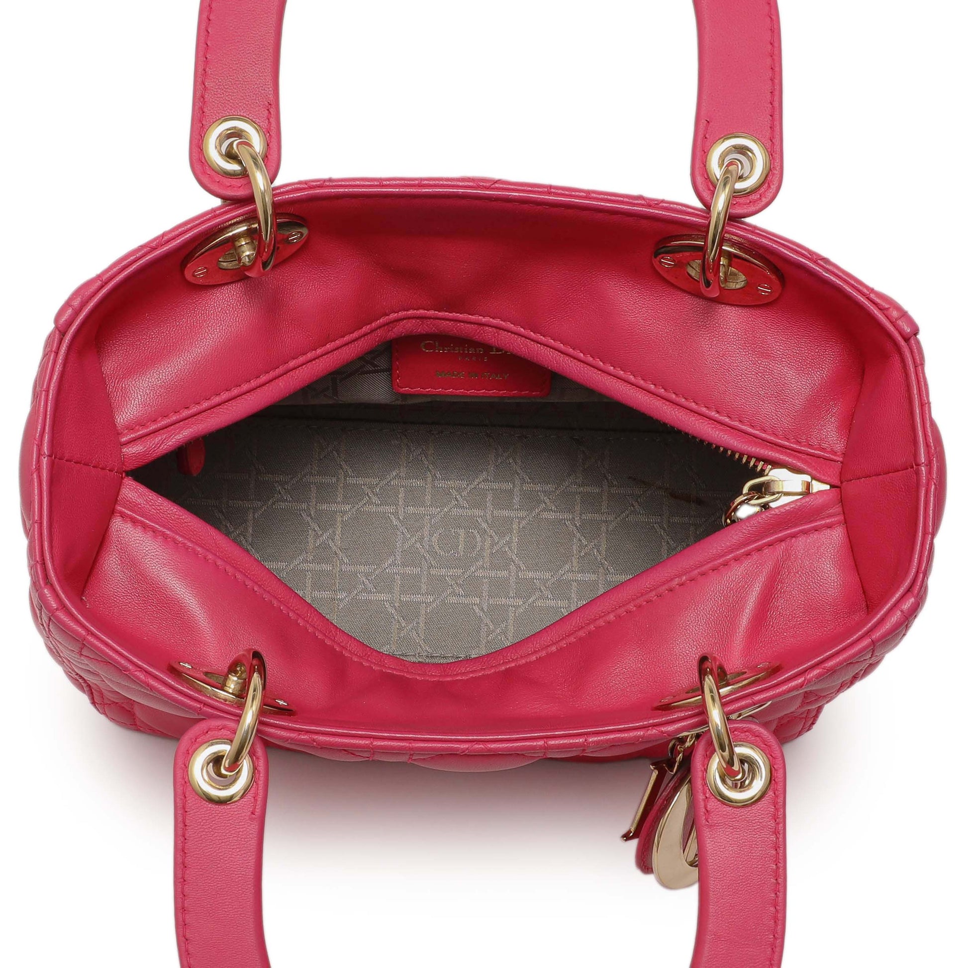 Exclusive Christian Dior Pink Lambskin Cannage Medium Lady Dior — Alternate View 8