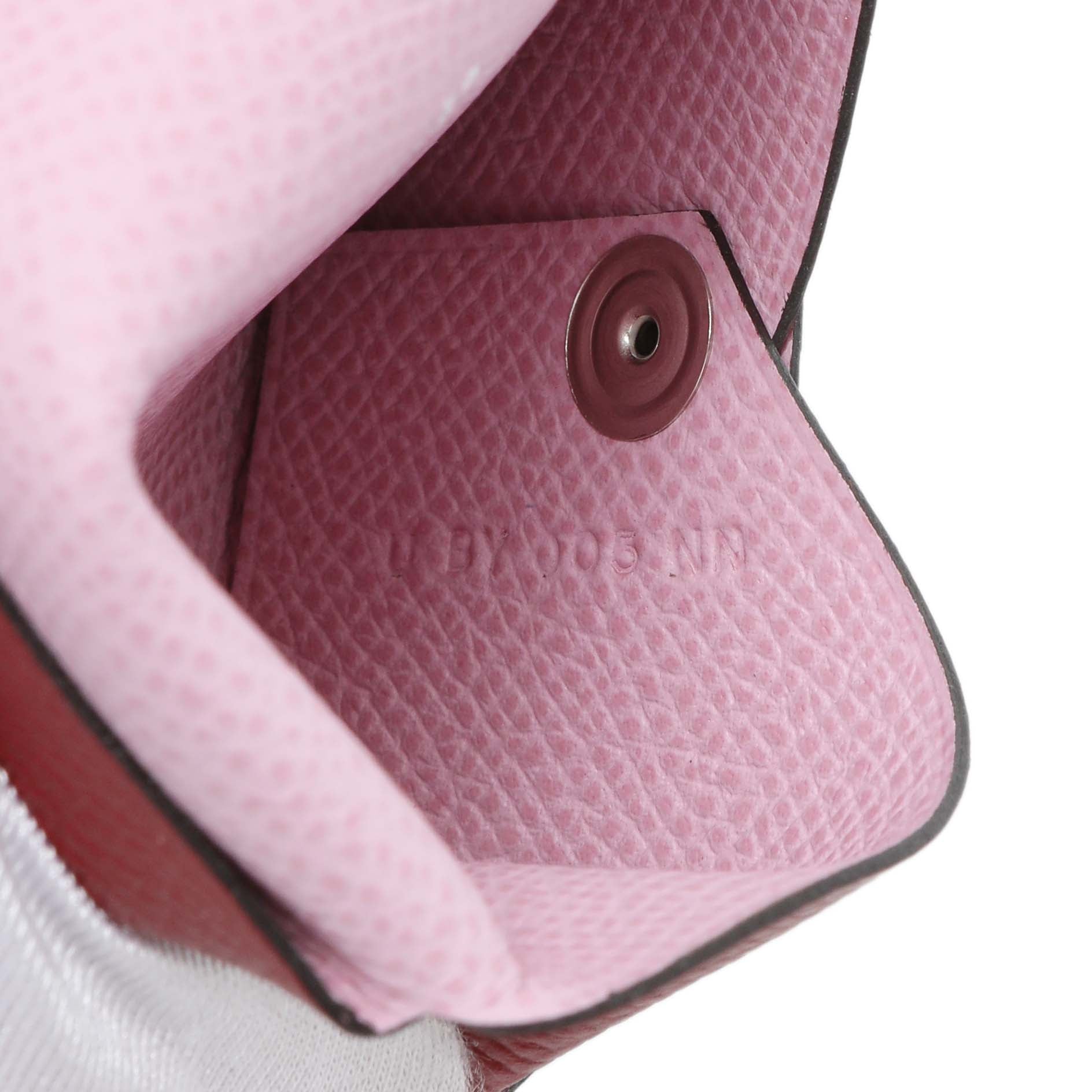 Exclusive Hermes Burgundy Epsom Calvi Card Case — Lifestyle View