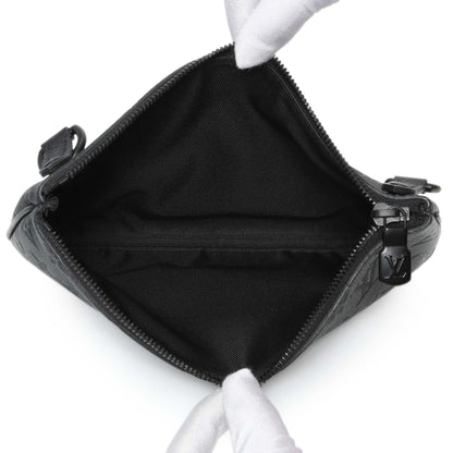 Exclusive Louis Vuitton Black Calfskin Shadow Monogram Trio Messenger — Lifestyle View