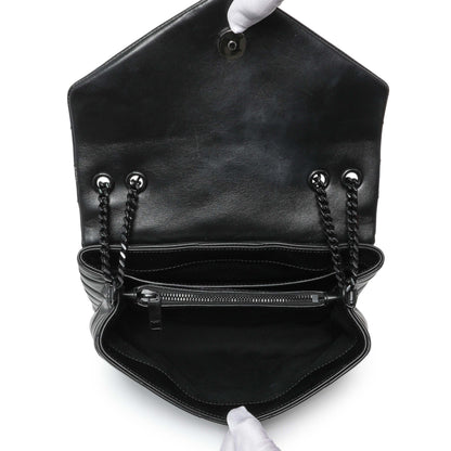 Exclusive Saint Laurent Black Calfskin Y Quilted Monogram Small Loulou Chain Satchel — Top View