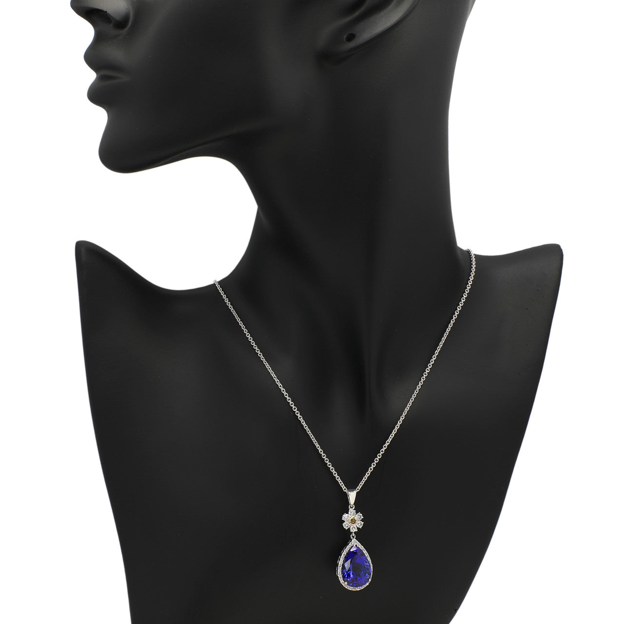 Exclusive 18K White Gold 10.80 Carat Tanzanite Diamond Pendant — Back View