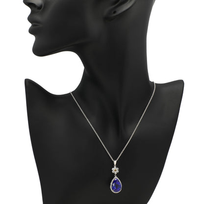 Exclusive 18K White Gold 10.80 Carat Tanzanite Diamond Pendant — Back View