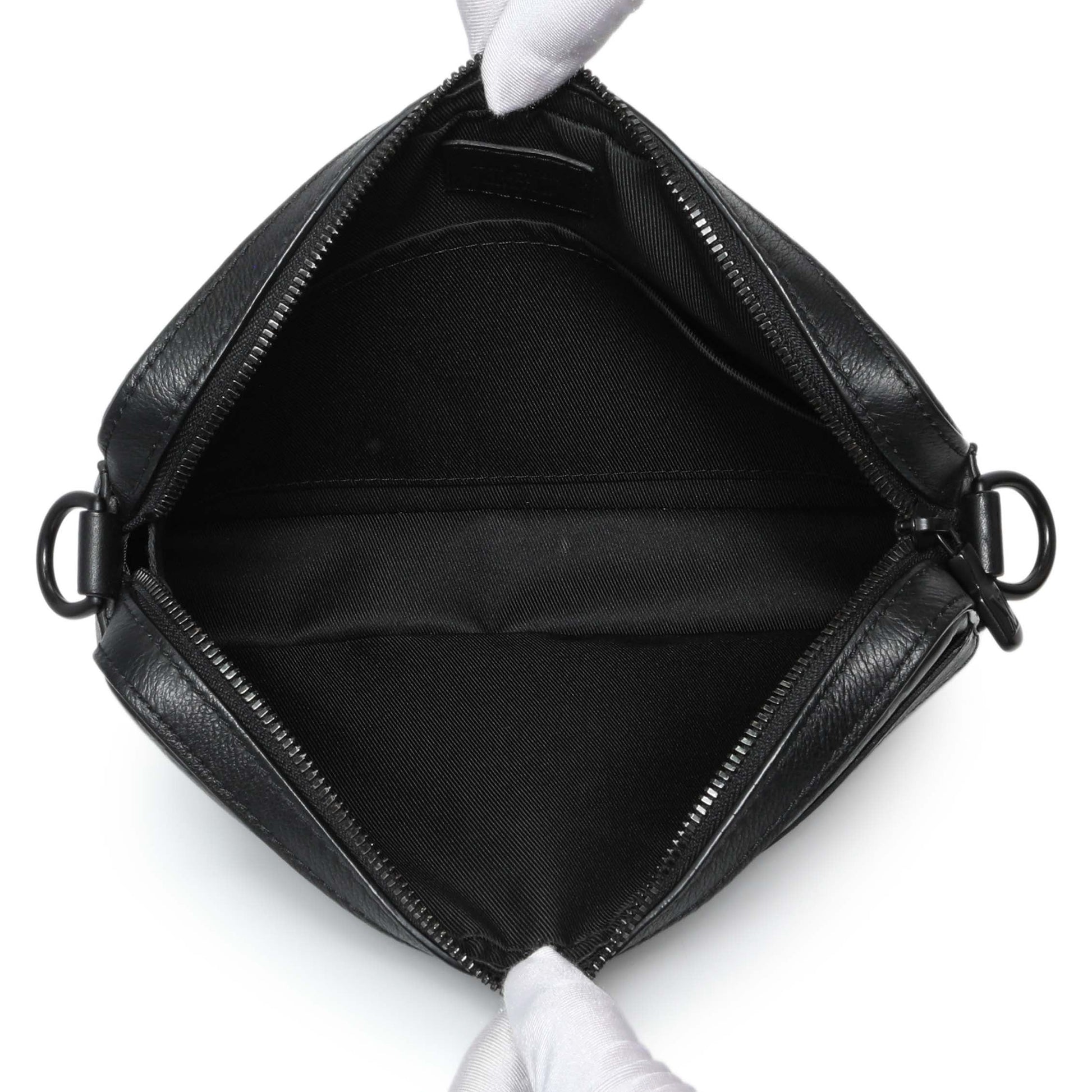 Exclusive Louis Vuitton Black Calfskin Shadow Monogram Trio Messenger — Detail View