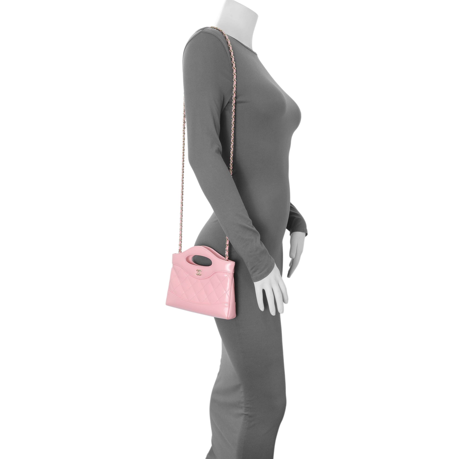 Exclusive Chanel Pink Shiny Crumpled Calfskin Quilted Nano 31 Shopping Bag — Alternate View 11