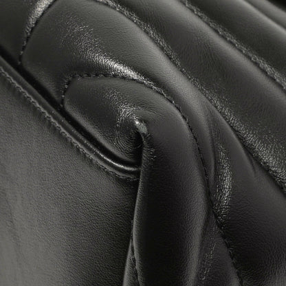 Exclusive Saint Laurent Black Calfskin Y Quilted Monogram Medium Loulou Chain Satchel — Detail View