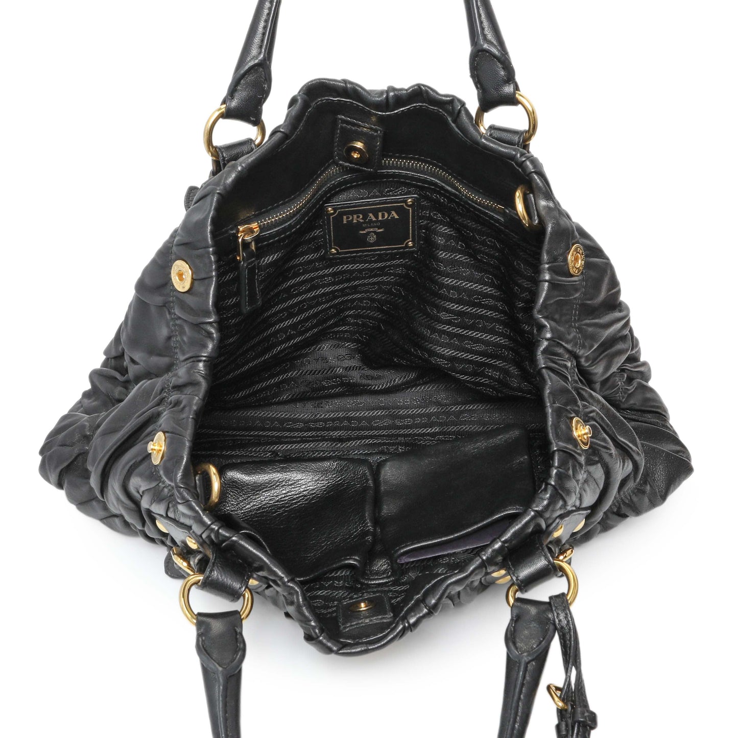 Exclusive Prada Black Nappa Leather Gaufre Tote — Alternate View 8