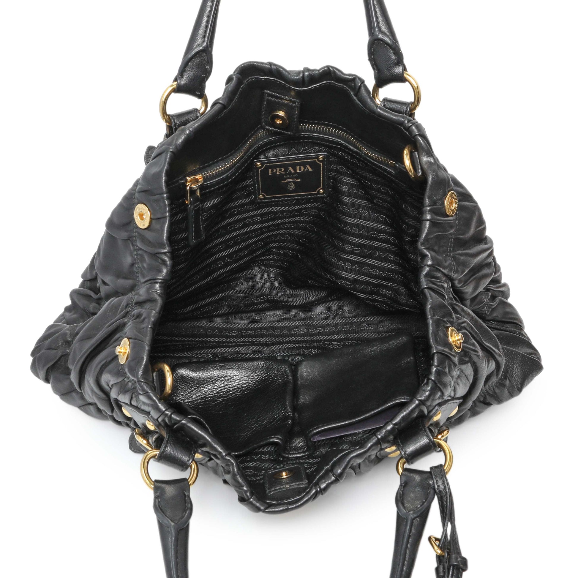 Exclusive Prada Black Nappa Leather Gaufre Tote — Alternate View 8