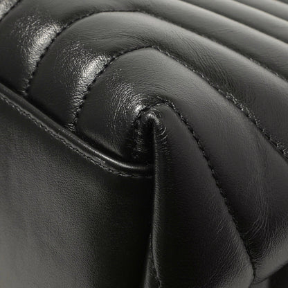 Exclusive Saint Laurent Black Calfskin Y Quilted Monogram Medium Loulou Chain Satchel — Alternate View 7