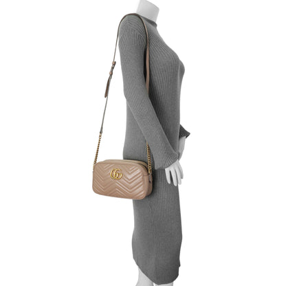 Exclusive Gucci Porcelain Rose Calfskin Matelasse Small GG Marmont Chain Shoulder Bag — Alternate View 11