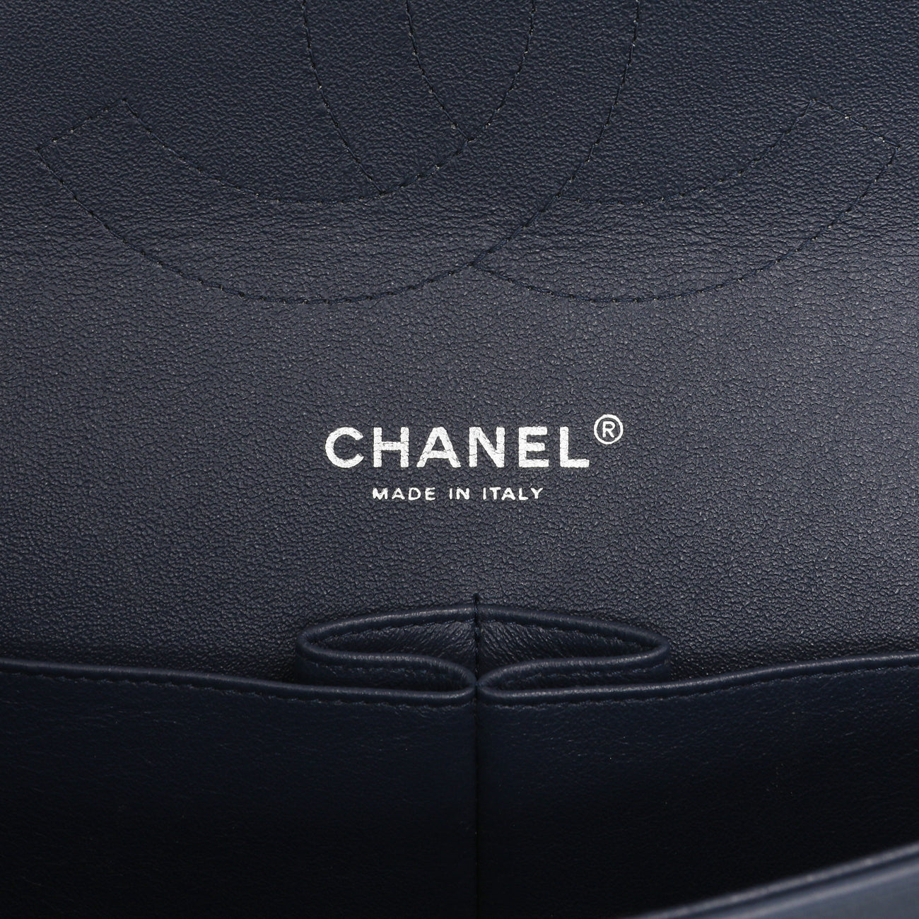 Exclusive Chanel Blue Chevron Quilted Patent Jumbo Classic Double Flap — Lifestyle View