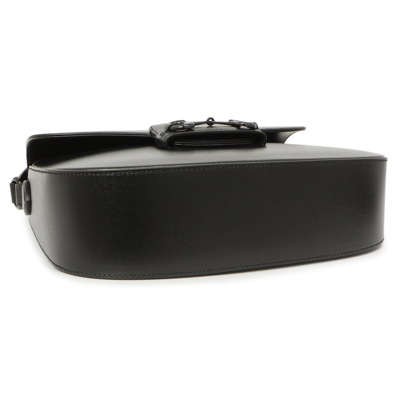 Exclusive Gucci Black Azalea Calfskin Web Monochrome Horsebit 1955 Shoulder Bag — Back View