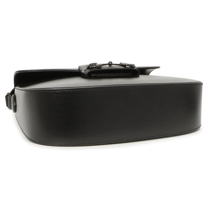Exclusive Gucci Black Azalea Calfskin Web Monochrome Horsebit 1955 Shoulder Bag — Back View