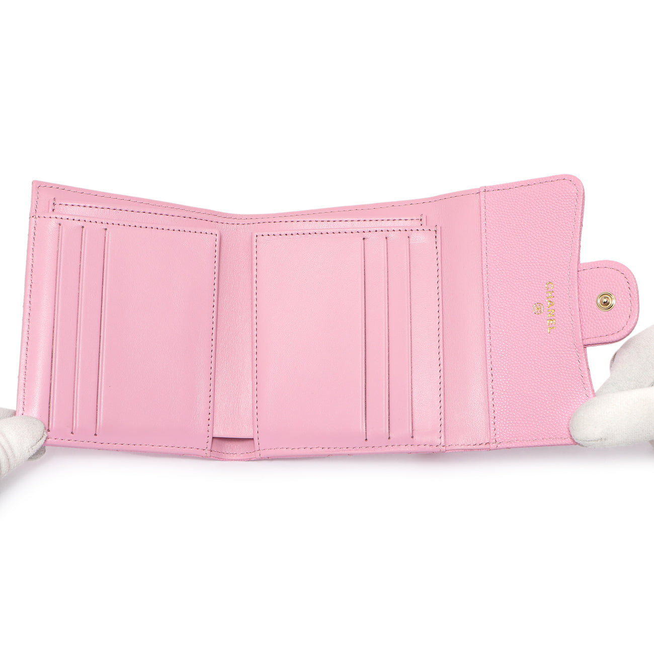Exclusive Chanel Pink Quilted Caviar Compact Flap Wallet — Alternate View 12