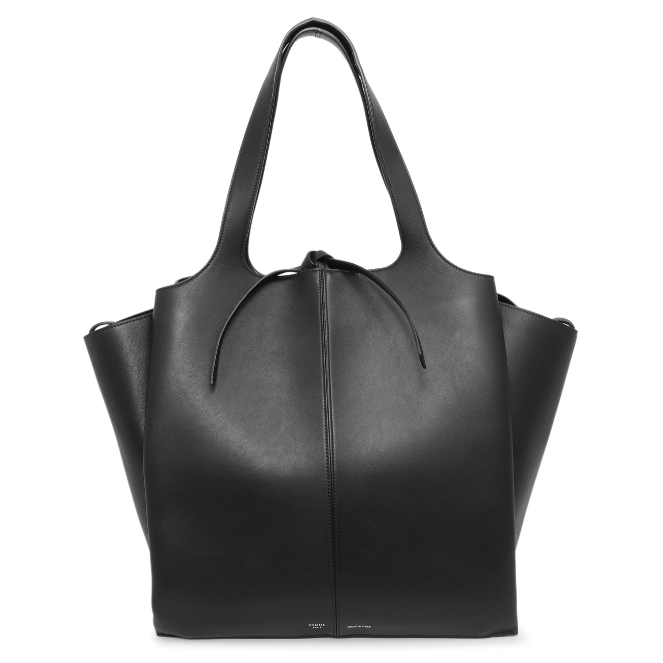 Exclusive Celine Black Calfskin Vertical Tri-Fold Bag — Front View