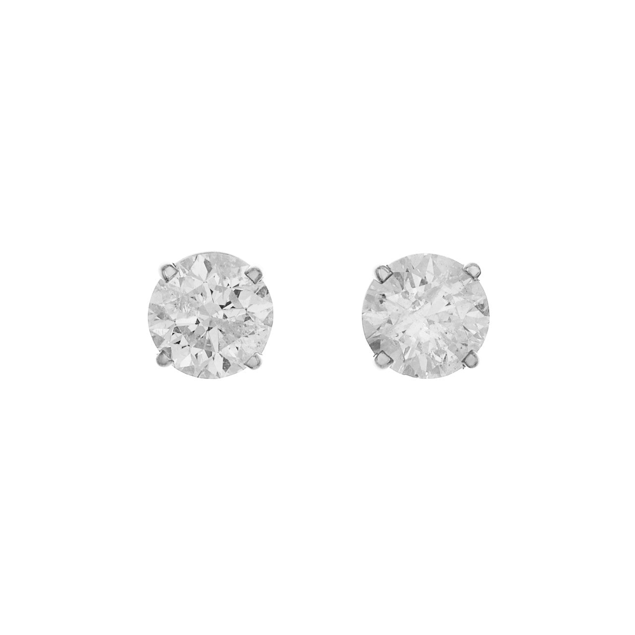 Exclusive 14K White Gold 1.97 Carat Diamond Stud Earrings — Front View