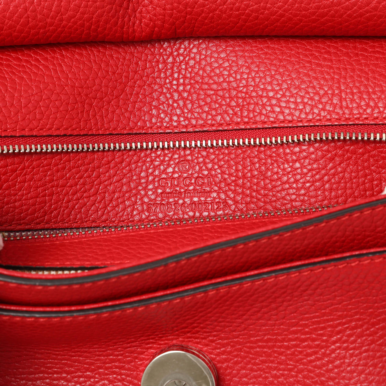 Exclusive Gucci Hibiscus Red Calfskin Bamboo Daily Flap — Detail View