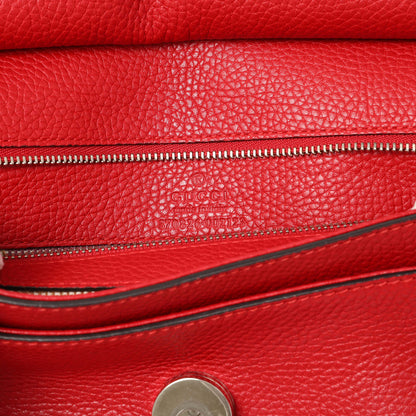 Exclusive Gucci Hibiscus Red Calfskin Bamboo Daily Flap — Detail View