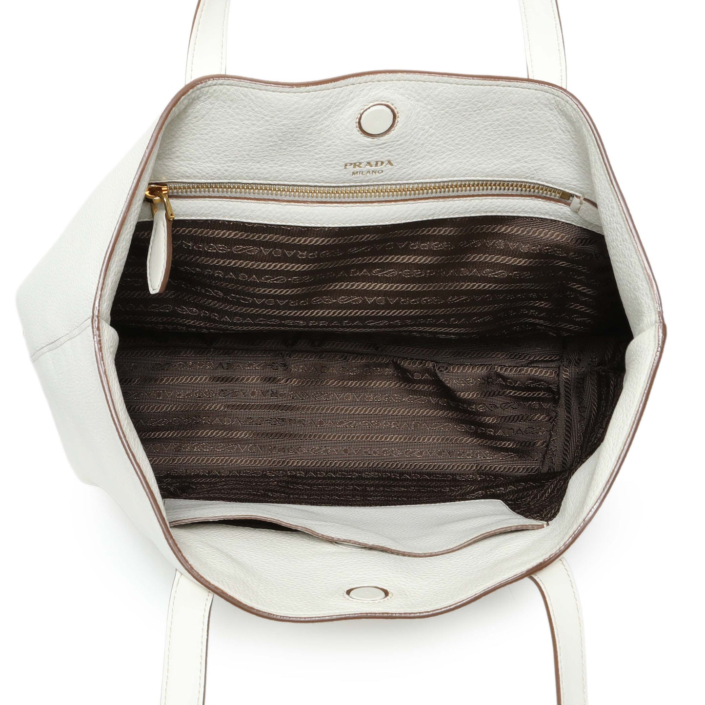Exclusive Prada White Vitello Daino Pocket Shopping Tote — Alternate View 8
