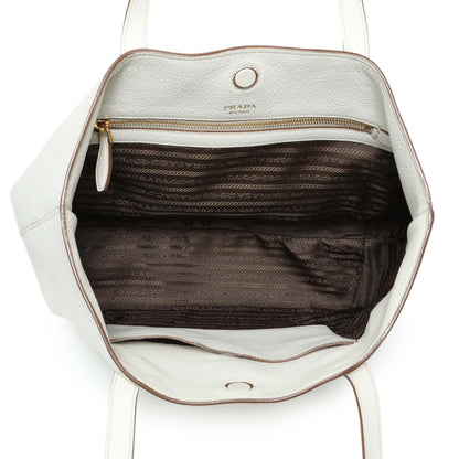 Exclusive Prada White Vitello Daino Pocket Shopping Tote — Alternate View 8