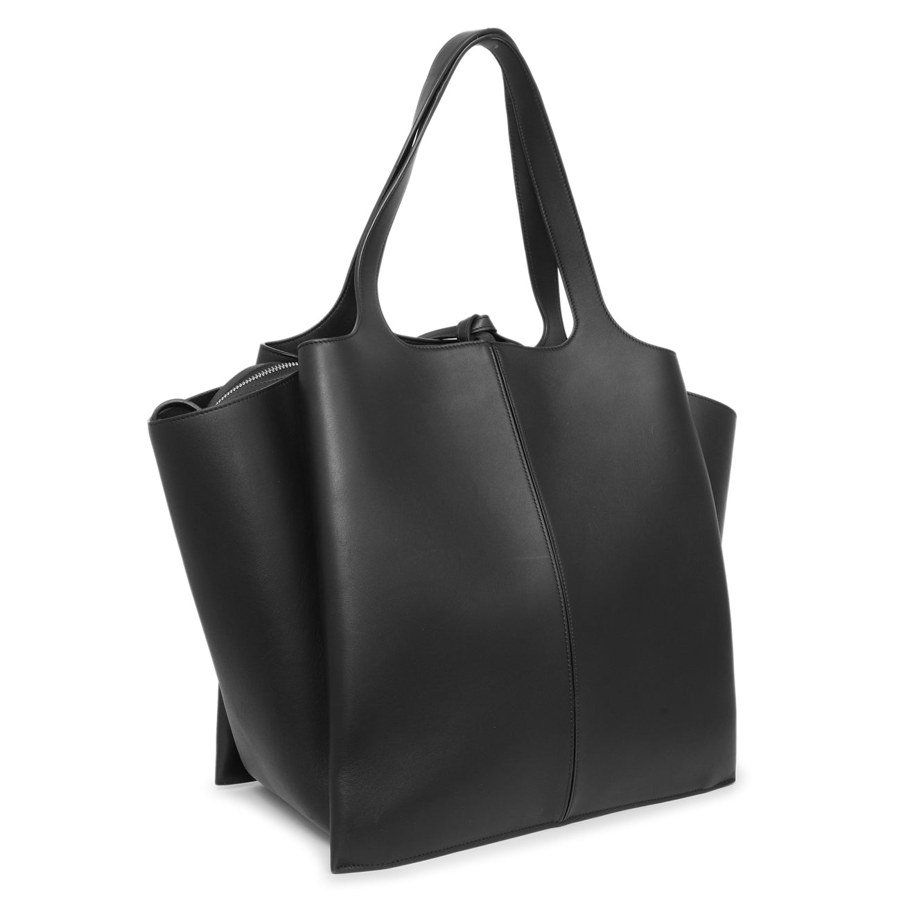Exclusive Celine Black Calfskin Vertical Tri-Fold Bag — Side View